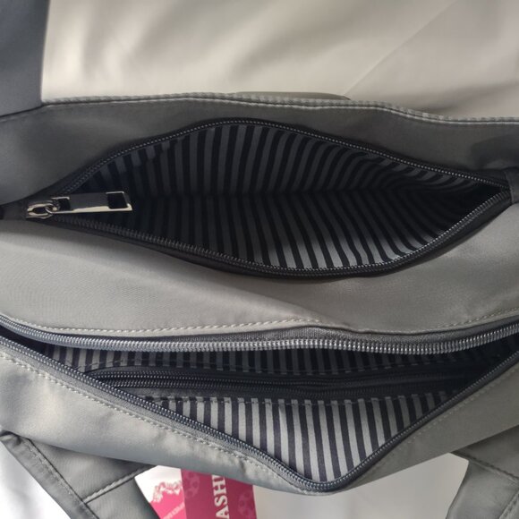 NWT Nineteen O.5 Anti-theft Sporty Hand Bag Multiple Sections Nylon Gray Color - Picture 8 of 16